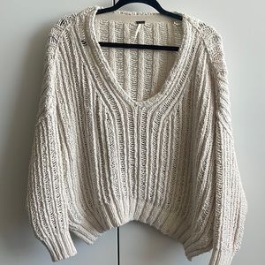 Free People Oversized cream knit sweater